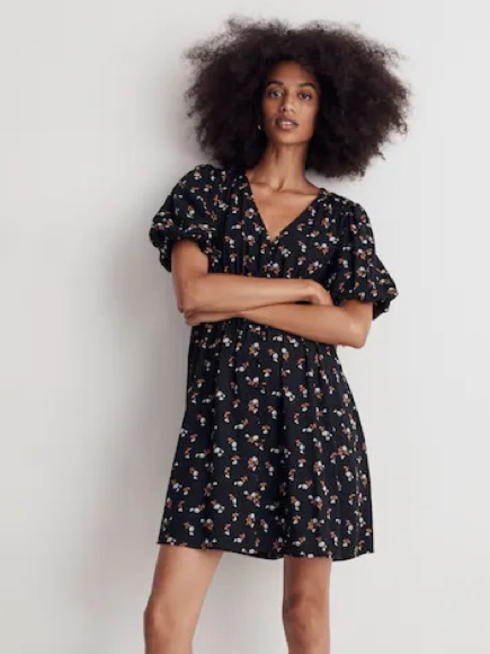 Madewell Challis Sophia Mini Dress is Woodland Floral Black Size Small